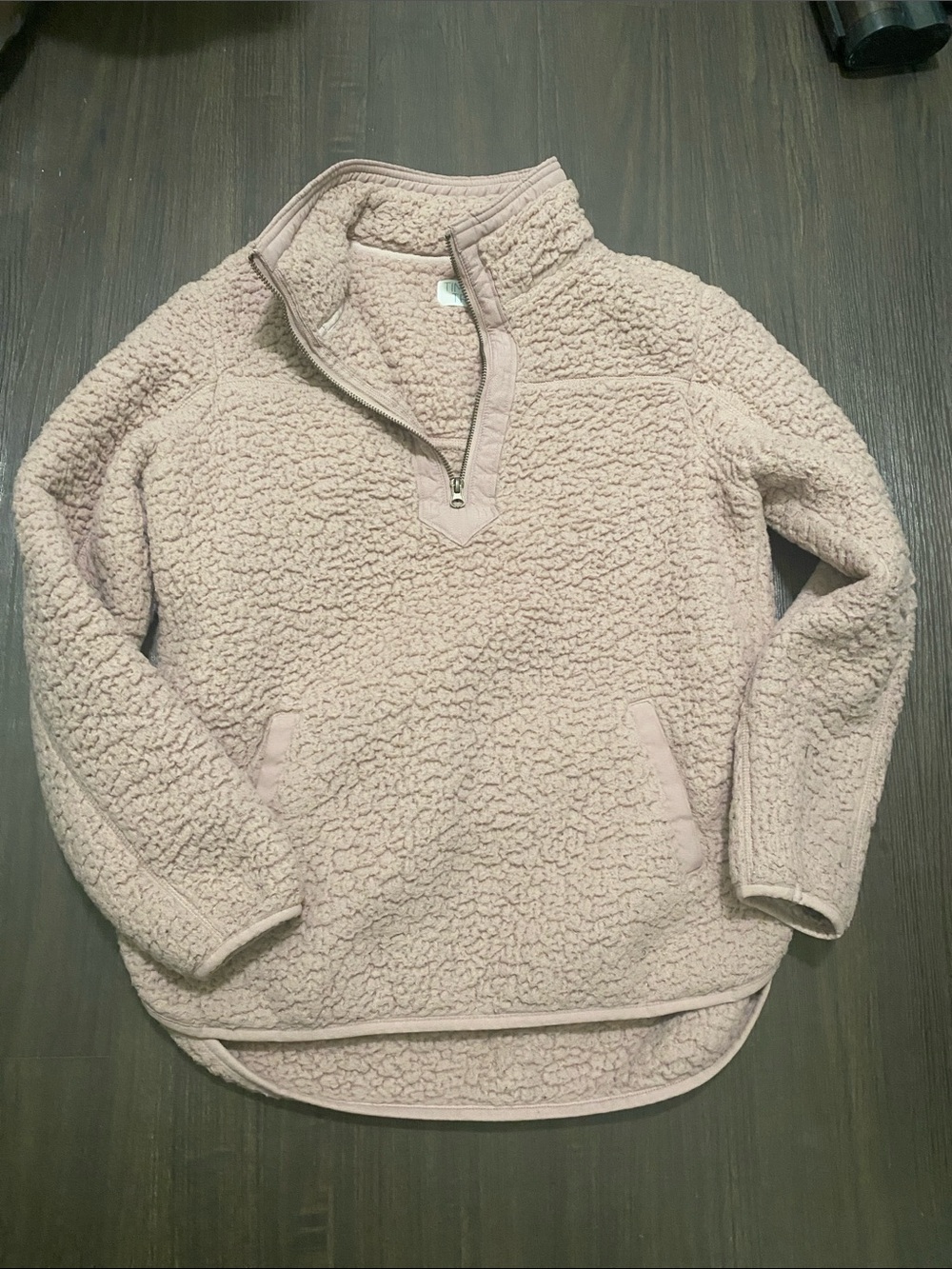 Time and Tru Blush Sherpa Quarter-Zip Pullover